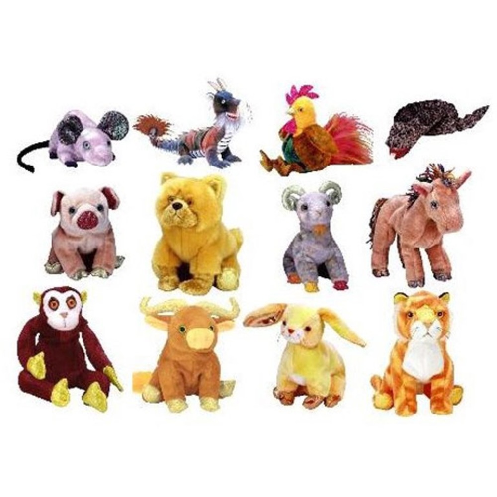 Complete 2000 TY 12 Beanie Babies Zodiac Collection Mint Condition Sealed Bag